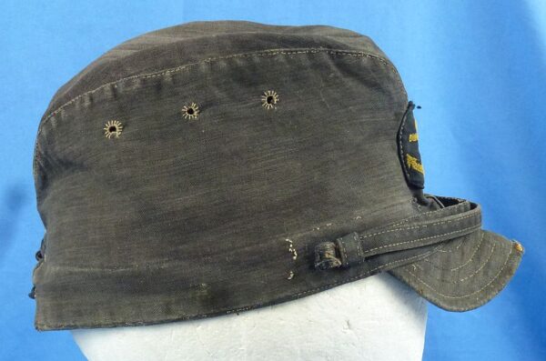 WWII Japanese Navy Enlisted Ranks Black Cotton Field Cap - Image 4