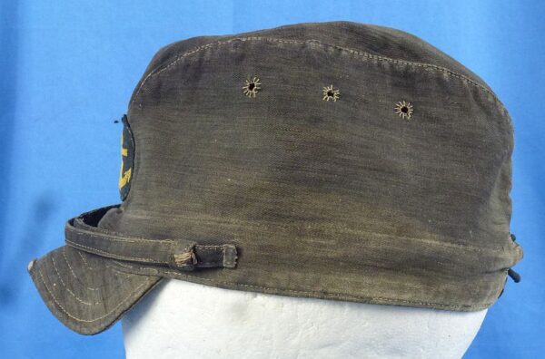WWII Japanese Navy Enlisted Ranks Black Cotton Field Cap - Image 6