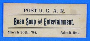 Post 9 GAR Bean Soup and Entertainment Ticket