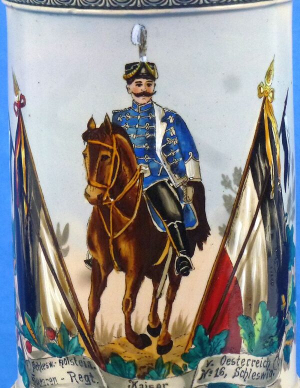 Named Imperial German 16th (Schleswig-Holstein) Hussar Regiment "Kaiser Franz Joseph of Austria, King of Hungary" Reservist Stein - Image 2