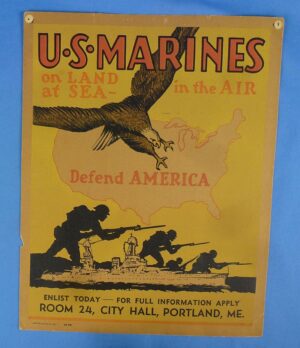 1940 U.S. Marine Corps Recruiting Window Card