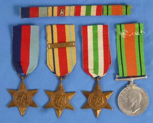 WWII British Medals and Ribbon Bar Group