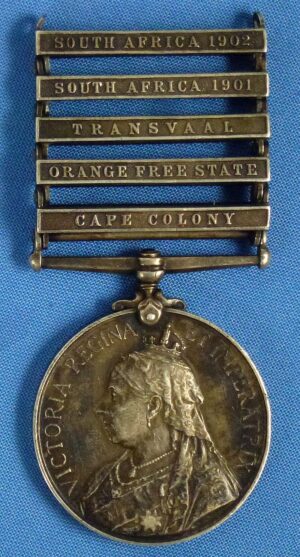 Five Clasp Queen's South Africa Medal to the Royal Field Artillery