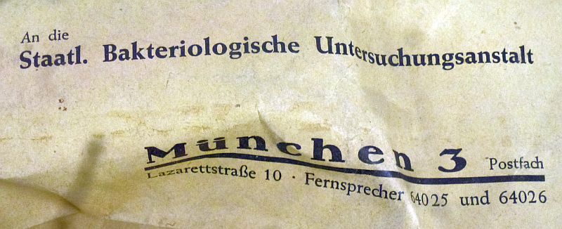 NS Frauenschaft Biological Investigation Sample Container, Form and Mailing Envelope - Image 3