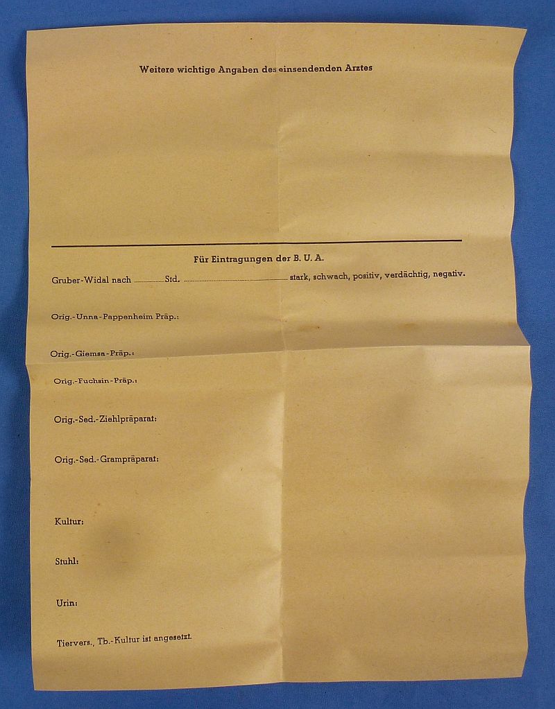 NS Frauenschaft Biological Investigation Sample Container, Form and Mailing Envelope - Image 10