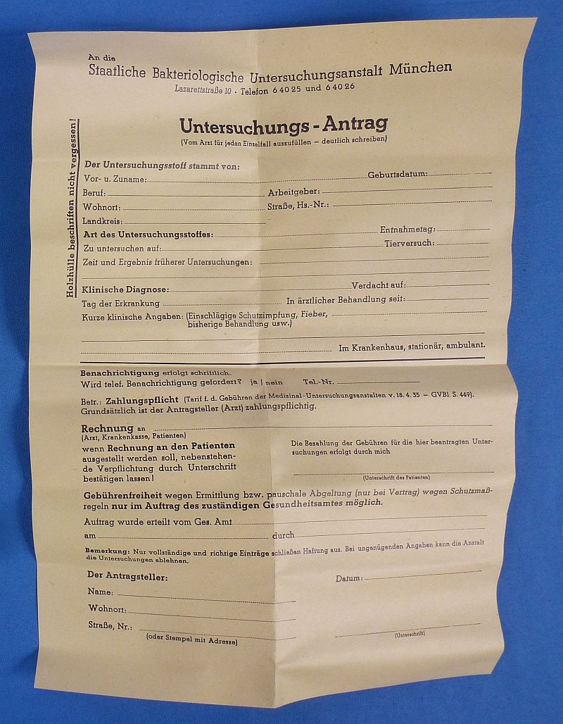 NS Frauenschaft Biological Investigation Sample Container, Form and Mailing Envelope - Image 9