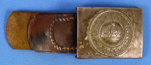 WWI German EM/NCO Belt Buckle on Leather Tab