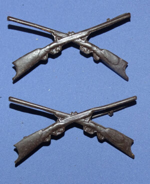 Pair WWI French Made US Army Infantry Officer's Collar Insignia