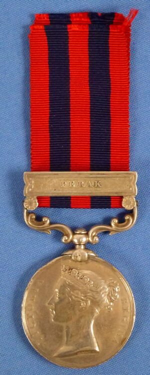 British 1854 India General Service Medal with "Perak" Bar to a Royal Marine on Board H.M.S. "Charybdis"