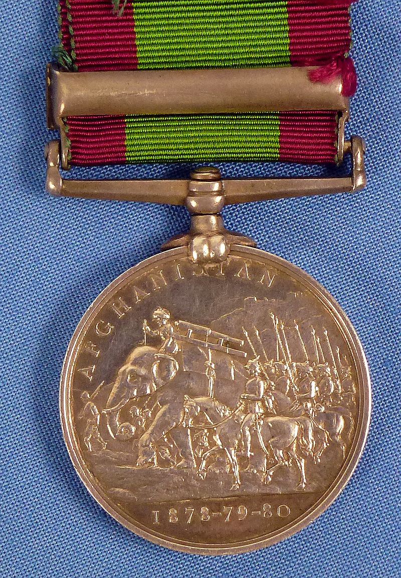 British Afghanistan 1878-79-80 Medal with Clasp "Peiwar Kotal" to the 2/8th Regiment - Image 2