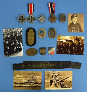 WWII Kriegsmarine Officer's Medals, War Badges, Insignia and Photographs Group