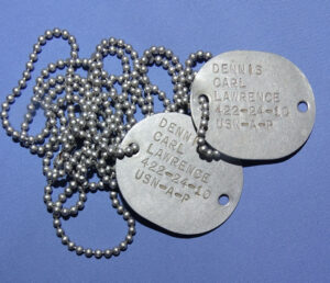 Pair WWII Navy Dog Tags / Dennis Carl Lawrence