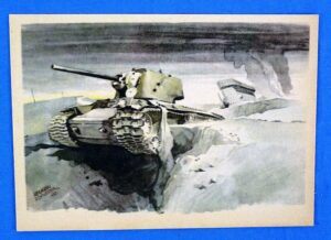 Third Reich Propaganda Art Postcard of a Destroyed Soviet Tank