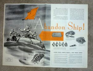 1943 U.S. Government "Newsmap" Poster: "Abandon Ship!