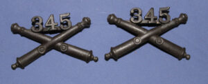 Pair WWI 345th Artillery Officer's Collar Insignia