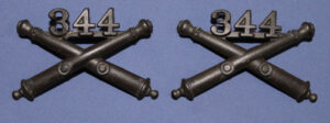 Pair WWI 344th Artillery Officer's Collar Insignia