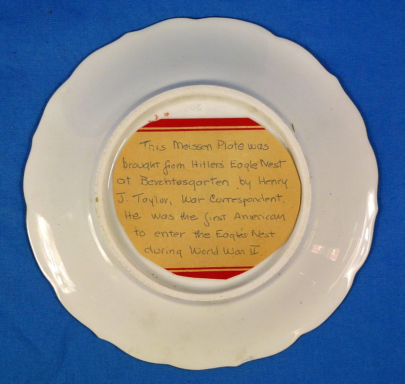 Small Meissen China Plate from A-H's Eagle's Nest Tea House with Capture Note - Image 3