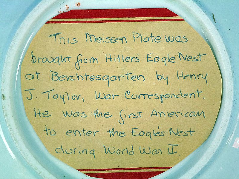 Small Meissen China Plate from A-H's Eagle's Nest Tea House with Capture Note - Image 4