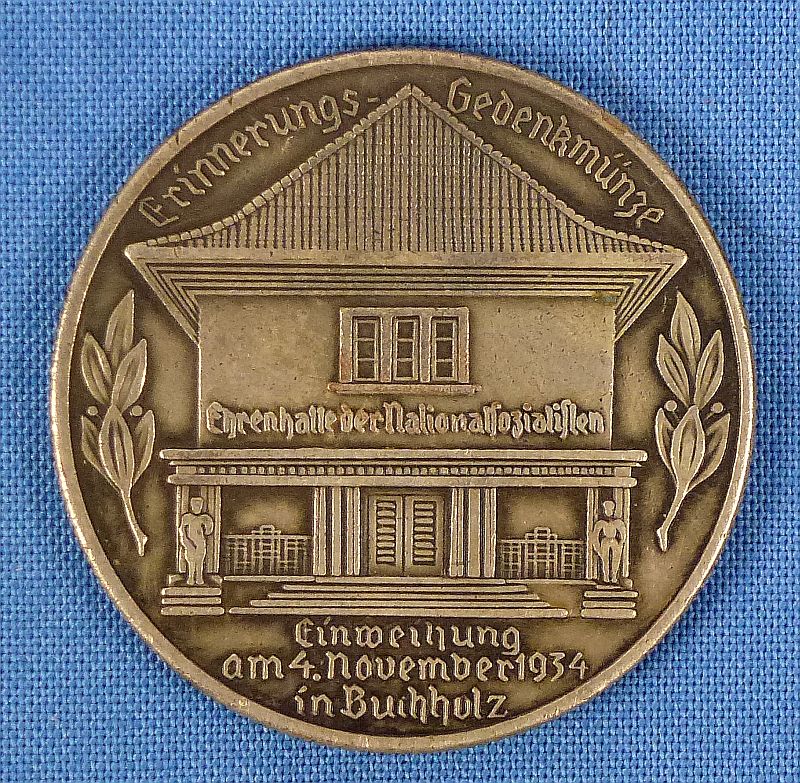 1934 Third Reich Medallion for the Opening of the NSDAP Hall of Honor at Buchholz - Image 2