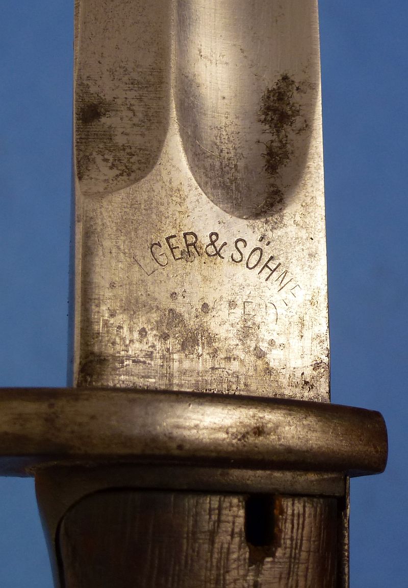 Imperial German Double Maker Marked Model M1898/05 Butcher Blade Bayonet by L. O. Dietrich / Hilger & Sohne, with Frog and Knot - Image 6
