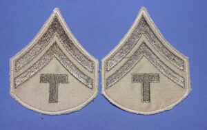 Pair WWII Khaki T 5 Corporal's Chevrons