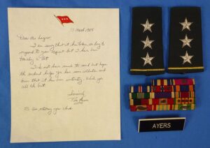 Letter with Ribbon Set and Insignia from U.S. Army Lieutenant General Thomas Ayers