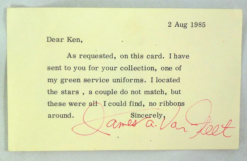 The Uniform, with Signed Notes, and World War II Overseas Cap of General James Van Fleet - Image 13