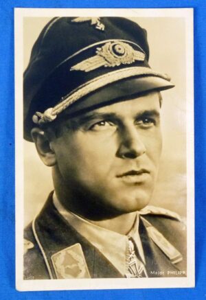 Knight's Cross with Oak Leaves and Swords Recipient Propaganda Postcard of Luftwaffe Ace Hans Philipp