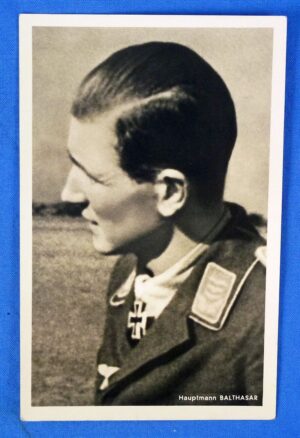 Knight's Cross with Oak Leaves Recipient Propaganda Postcard of Luftwaffe Ace Wilhelm Balthasar