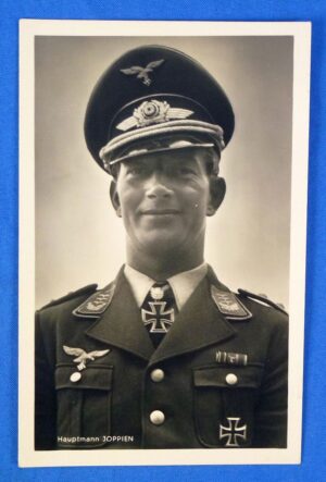Knight's Cross with Oak Leaves Recipient Propaganda Postcard of Luftwaffe Ace Hermann-Friedrich Joppien