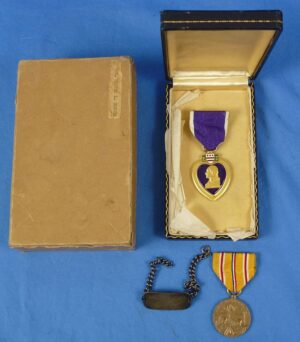 Cased, Boxed and Named WWII U.S. Marine Corps Okinawa KIA Posthumous Purple Heart Group
