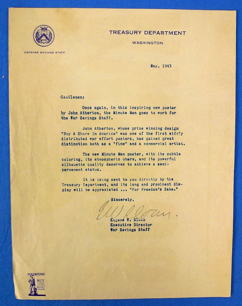 1943 Treasury Department War Bond Poster with Mailing Envelope and Letter - Image 4