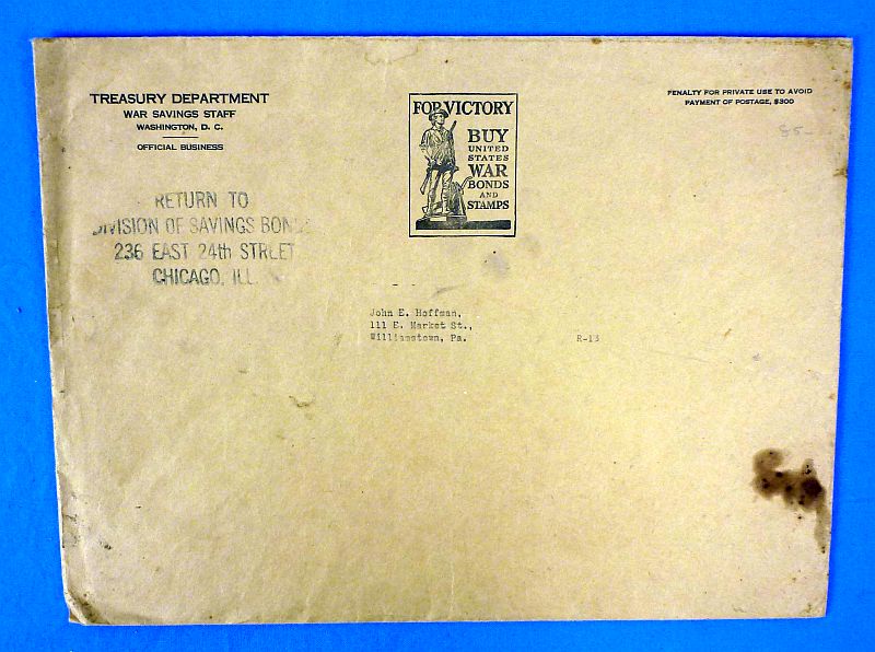 1943 Treasury Department War Bond Poster with Mailing Envelope and Letter - Image 5