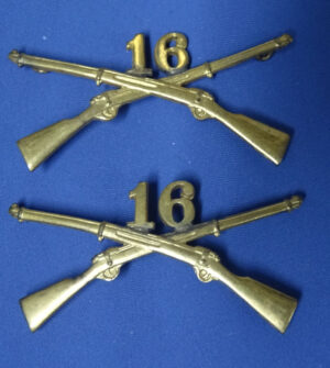 Pair 1905 Officer’s 16th Infantry Regiment Collar Insignia