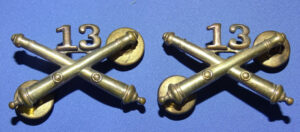 WWII Army 13th Artillery Regiment Officer's Collar Insignia Pair