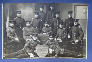 WWI German Group Photo Postcard With Unit Sign