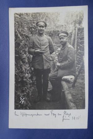 1915 German Photo Two Officer's in Trench