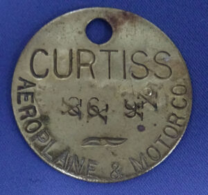 Curtiss Aeroplane & Motor Co Brass Tag