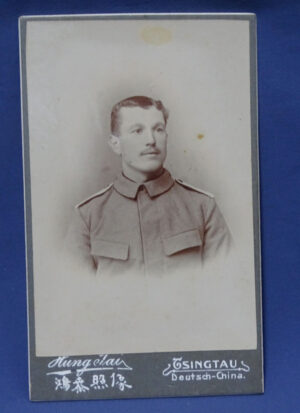 Chinese Carte de Visite of an Imperial German Colonial Trooper  2-1/2 x 4"