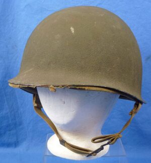 WWII Front Seam Fixed Bale M1 Combat Helmet with Hawley Liner