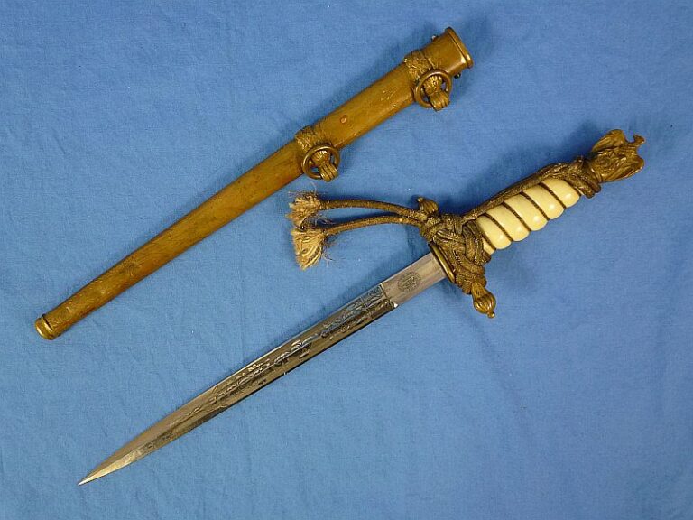 Untouched and Uncleaned Kriegsmarine Officer Dagger with Etched Blade ...