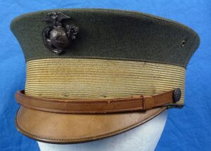 Named WWI U.S. Marine Corps Officer Green Bell Crown Visor Cap