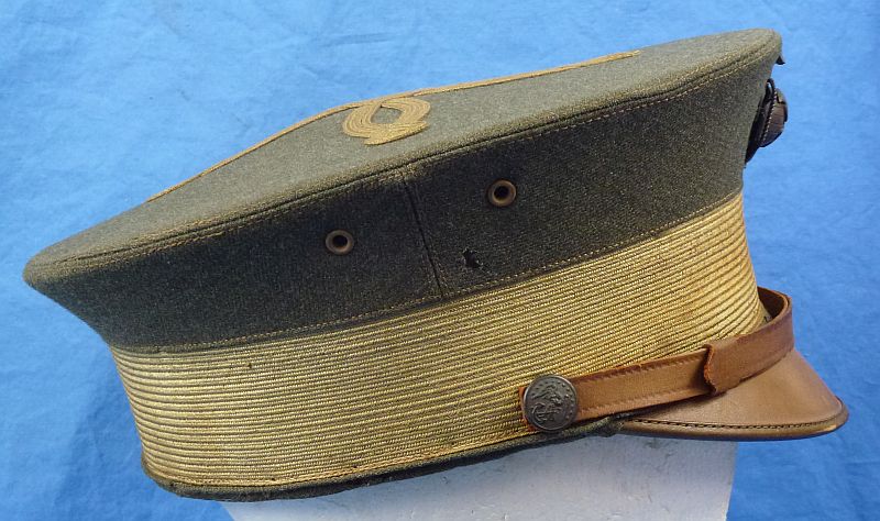 Named WWI U.S. Marine Corps Officer Green Bell Crown Visor Cap - Image 3