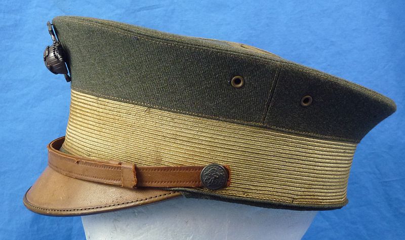 Named WWI U.S. Marine Corps Officer Green Bell Crown Visor Cap - Image 5