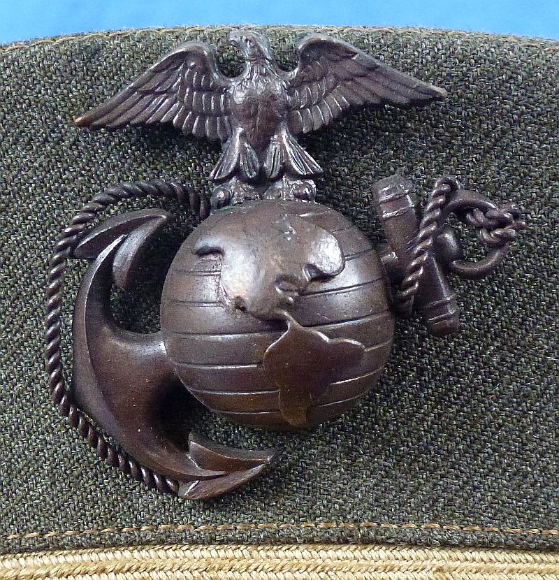 Named WWI U.S. Marine Corps Officer Green Bell Crown Visor Cap - Image 6