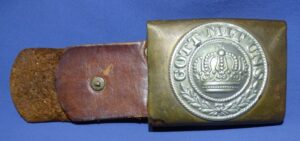 WWI Prussian Enlisted Brass Belt Buckle With Leather Tab