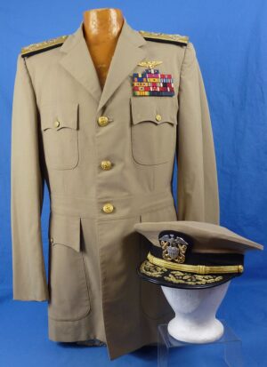 The Tunic and Visor Cap of U.S. Navy Admiral, WWII Fighter Ace, and Three Time Navy Cross Recipient Noel Gayler