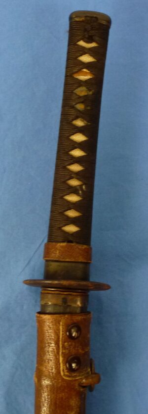 Japanese Katana in Civilian Mounts and Leather Combat Cover