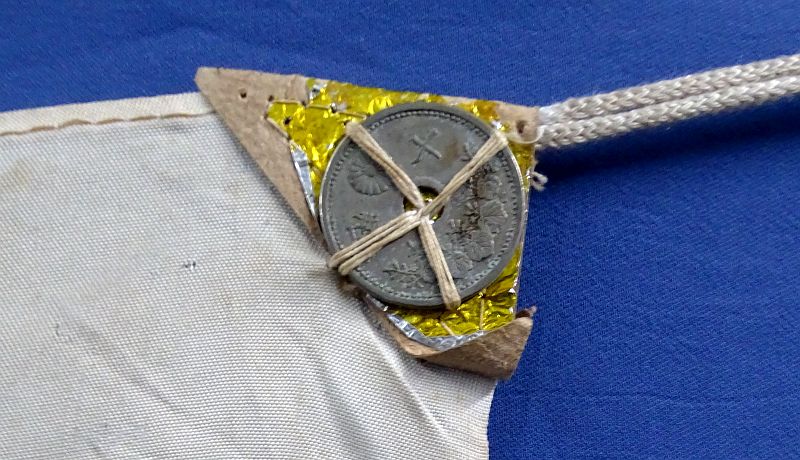 WWII Japanese Personal Good Luck Flag With Good Luck Coins - Image 2