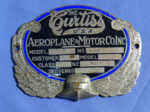WWI Curtiss Aeroplane & Motor Co Inc Airplane Data Plate